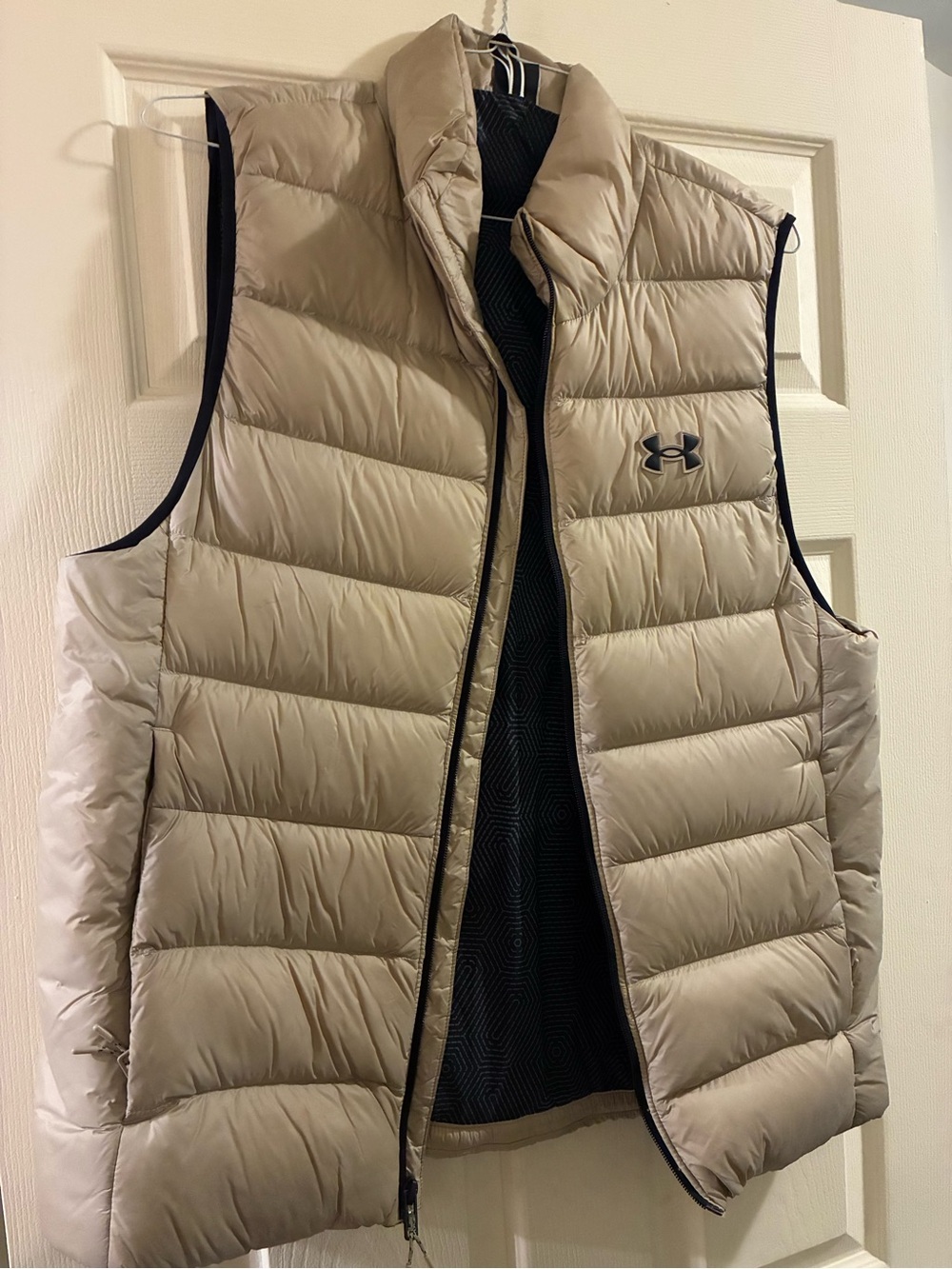 Under Armour Beige Puffer Vest with Black Trim